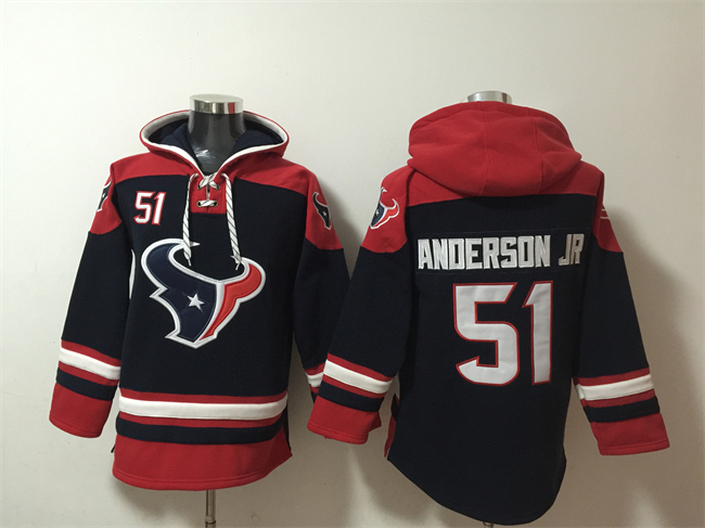 Men's Navy Houston Texans #51 Will Anderson Jr Ageless Must-Have Lace-Up Pullover Hoodie